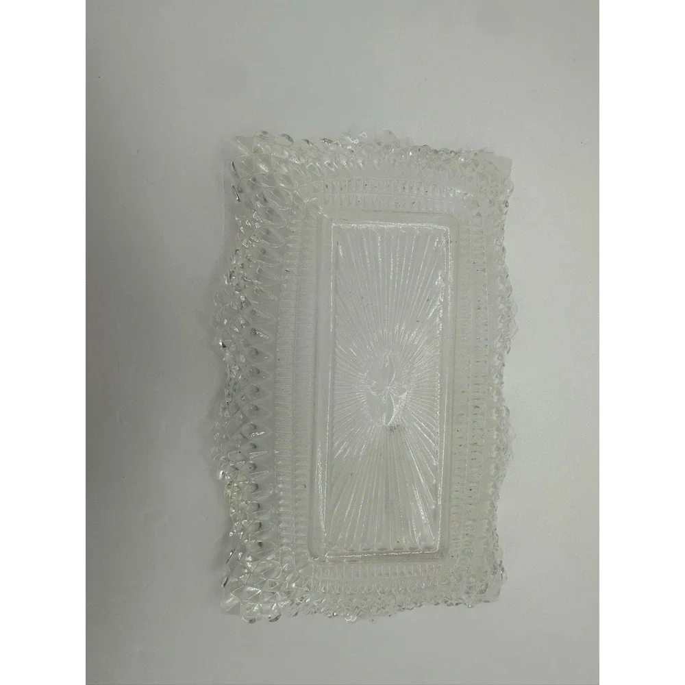 VINTAGE Rectangle  Ruffled Diamond Point Candy Nut Dish - Picture 5 of 5
